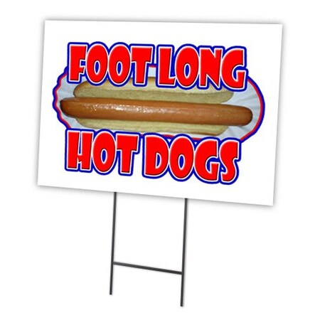 Signmission Footlong Hotdogs Yard Sign & Stake outdoor plastic coroplast window, C-1216-DS-Footlong Hotdogs C-1216-DS-Footlong Hotdogs